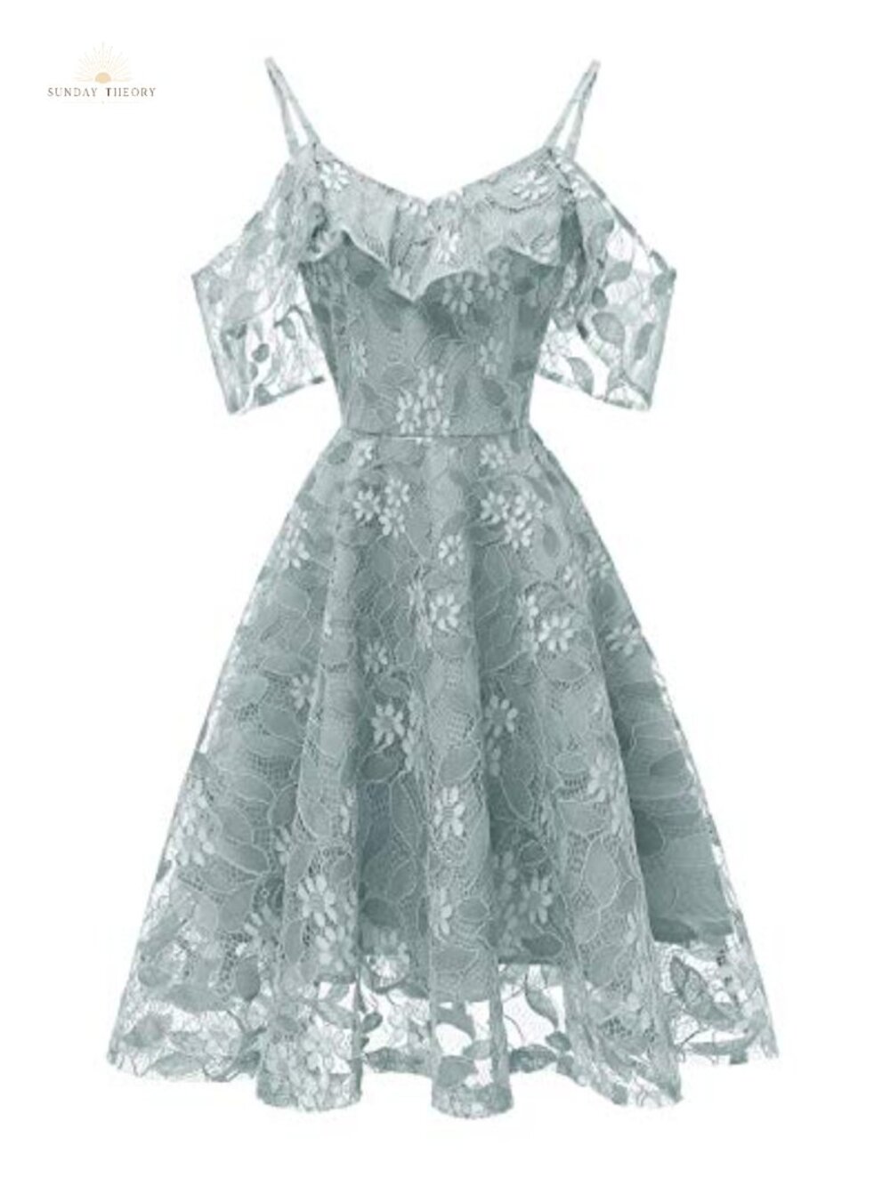 Floral Lace Cold Shoulder A-Line Cocktail Party Dress